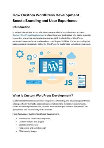 How Custom WordPress Development Boosts Branding and User Experience