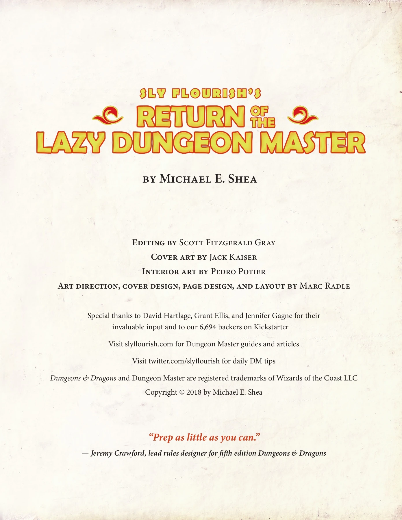Sly Flourish's Return of the Lazy Dungeon Master