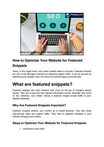 How to Optimize Your Website for Featured Snippets