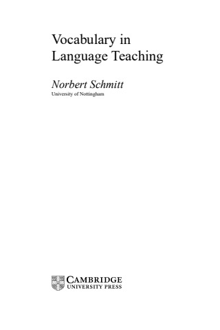 Vocabulary in Language Teaching, Schmitt