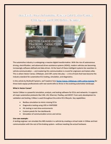 Vector Canoe Training.pdf Accelerate Your Automotive Career with Vector Canoe, CANalyzer, and ...
