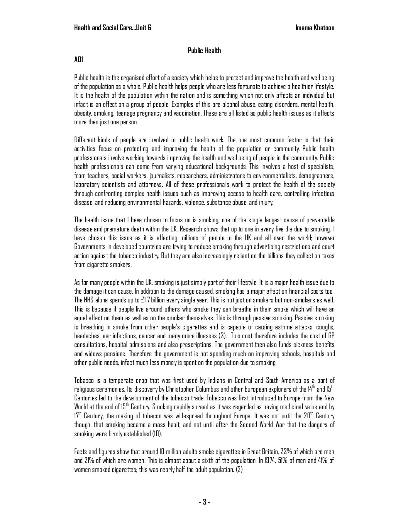 public-health essay smoking