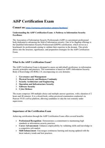 AiSP Certification Exams
