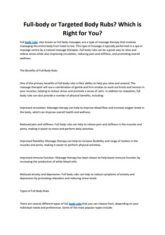 Full-body or Targeted Body Rubs - Rub Rankings Flip PDF | AnyFlip