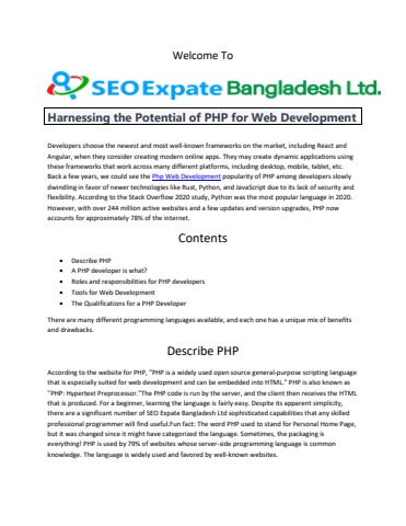 Harnessing the Potential of PHP for Web Development