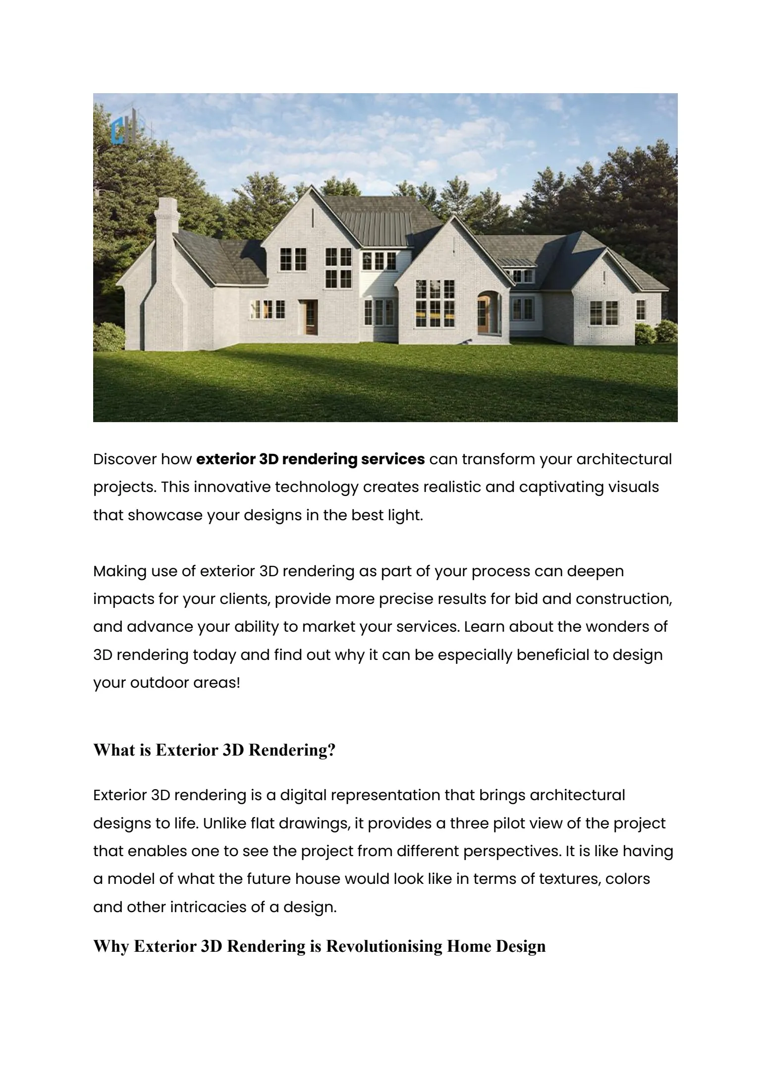 Guide to Exterior 3D Rendering for Residential Projects