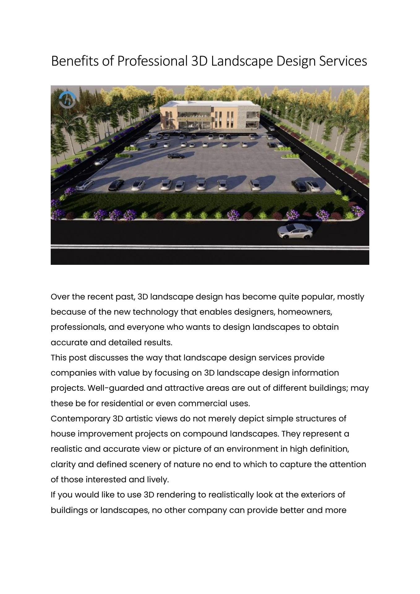 Benefits of Professional 3D Landscape Design Services