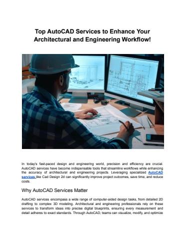 Top AutoCAD Services to Enhance Your Architectural and Engineering Workflow