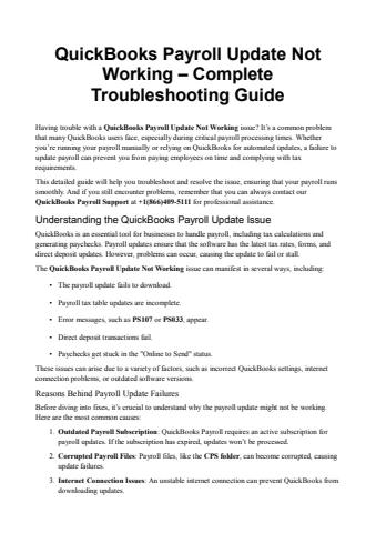 QuickBooks Payroll Update Not Working – Complete Troubleshooting Guide