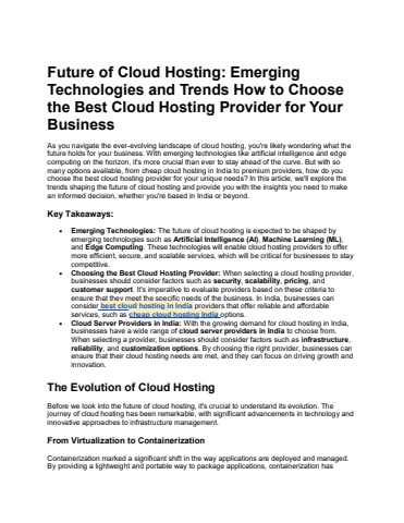 Future of Cloud Hosting: Emerging Technologies and Trends How to Choose ...