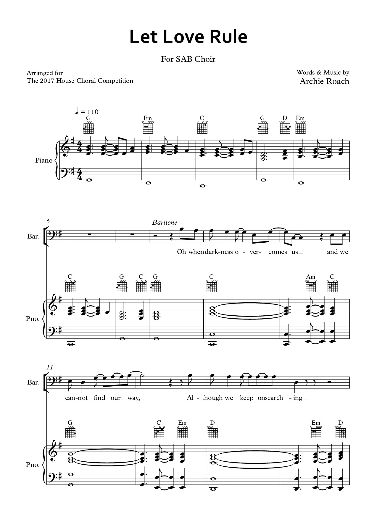 Let Love Rule - Score