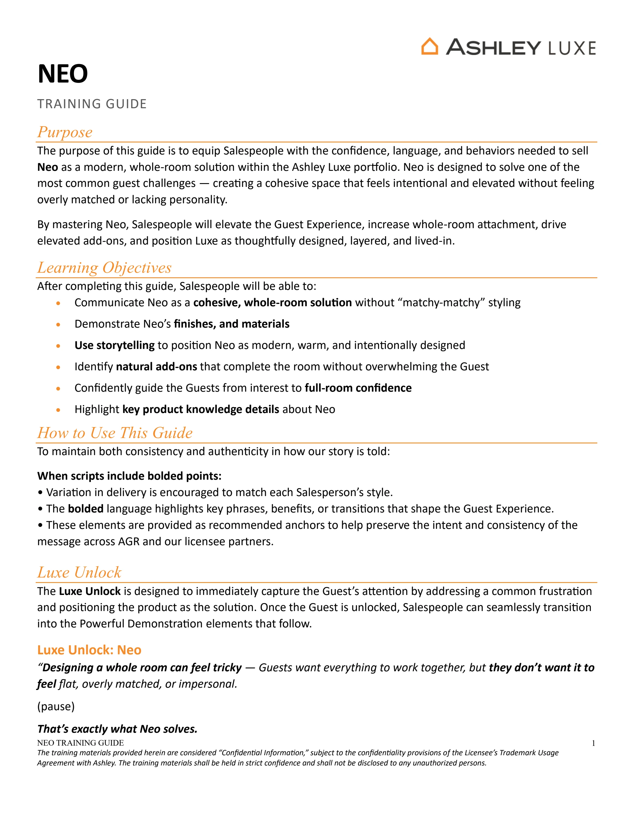 Neo Training Program Neo Training Guide