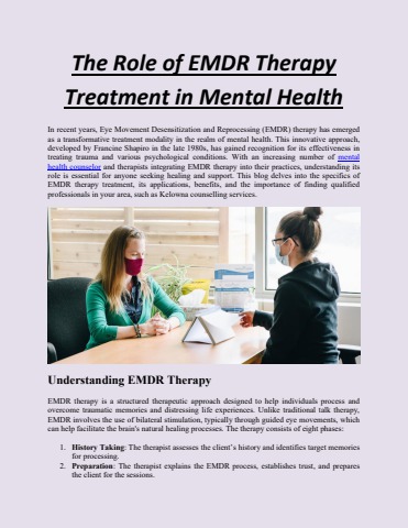 The Role of EMDR Therapy Treatment in Mental Health - Creative Therapy ...