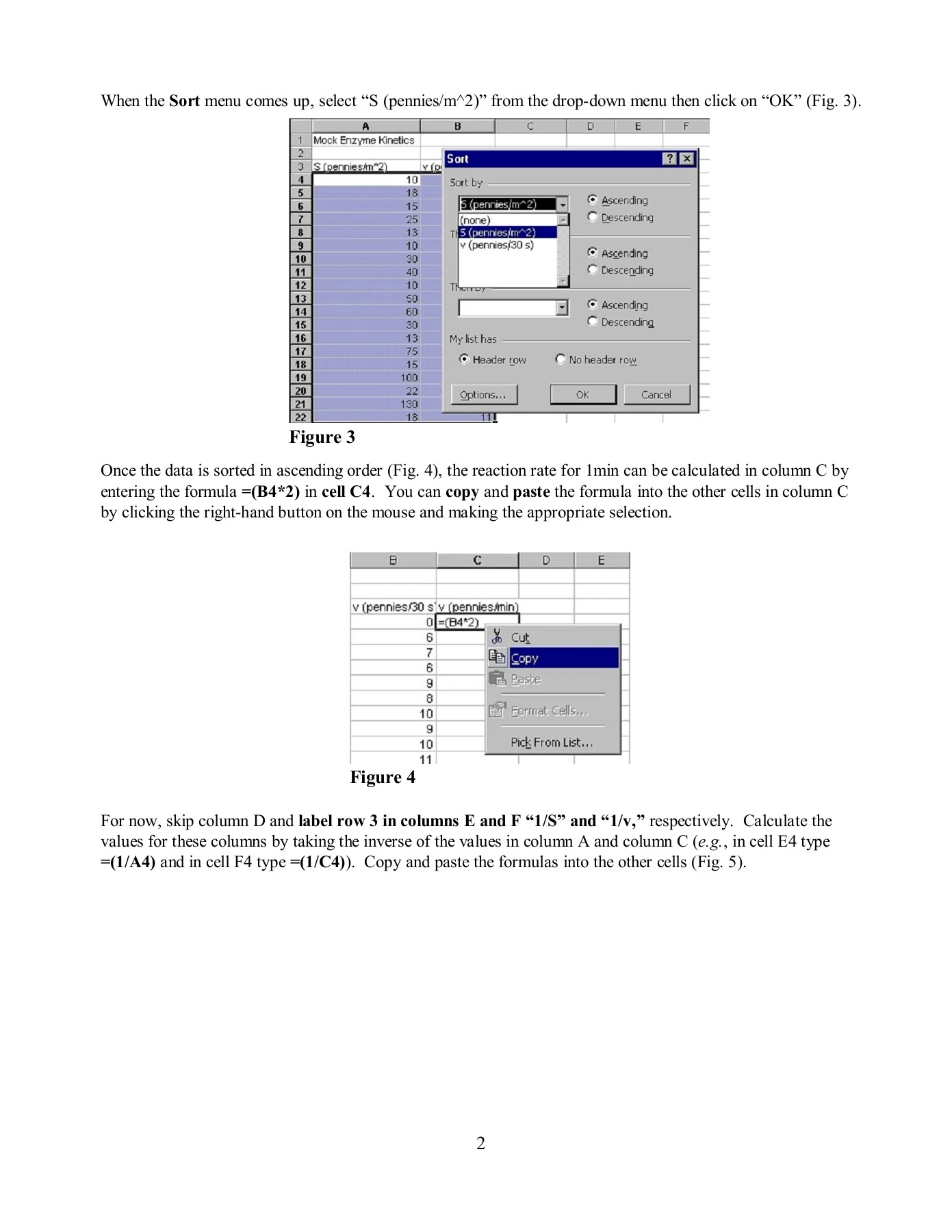 Excel Sample Graphics Elsa Using Microsoft® Excel to Plot and Analyze Kinetic Data
