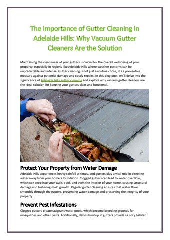 The Importance of Gutter Cleaning in Adelaide Hills: Why Vacuum Gutter ...