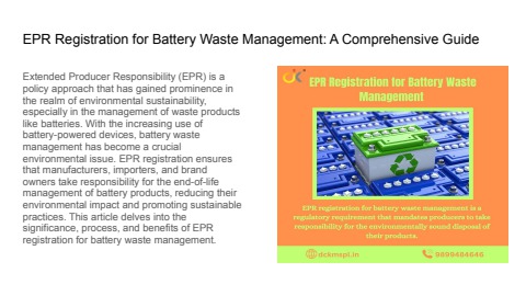 EPR Registration for Battery Waste Management Ensuring Environmental ...