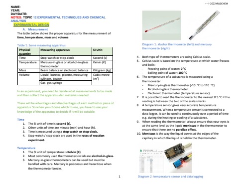 16. TOPIC 12 EXPERIMENTAL TECHNIQUES AND CHEMICAL ANALYSIS NOTES NOTES ...