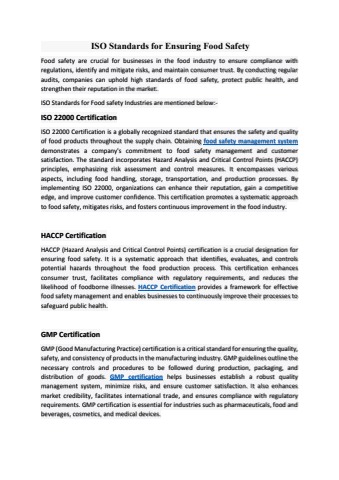 ISO Standards for Ensuring Food Safety - URS Certifications Flip PDF ...