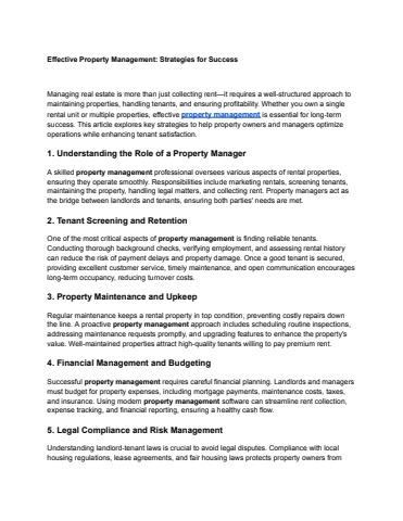 Effective Property Management Strategies For Success