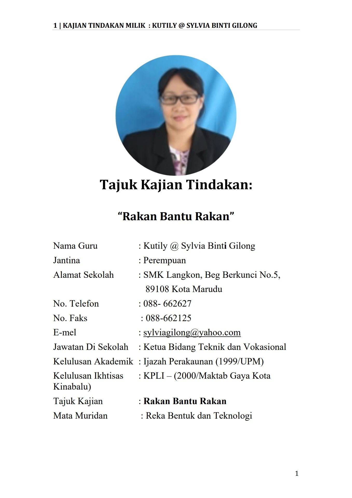 KAJIAN TINDAKAN RAKAN BANTU RAKAN RBT KUTILY SYLVIA GILONG