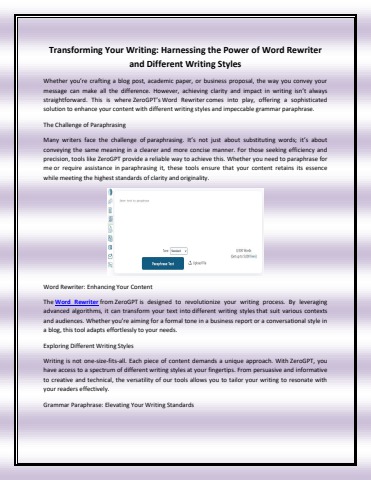 Transforming Your Writing
