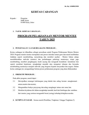 KERTAS CADANGAN Program Mentor Mentee 2025 - aiaishah85 Flip PDF | AnyFlip