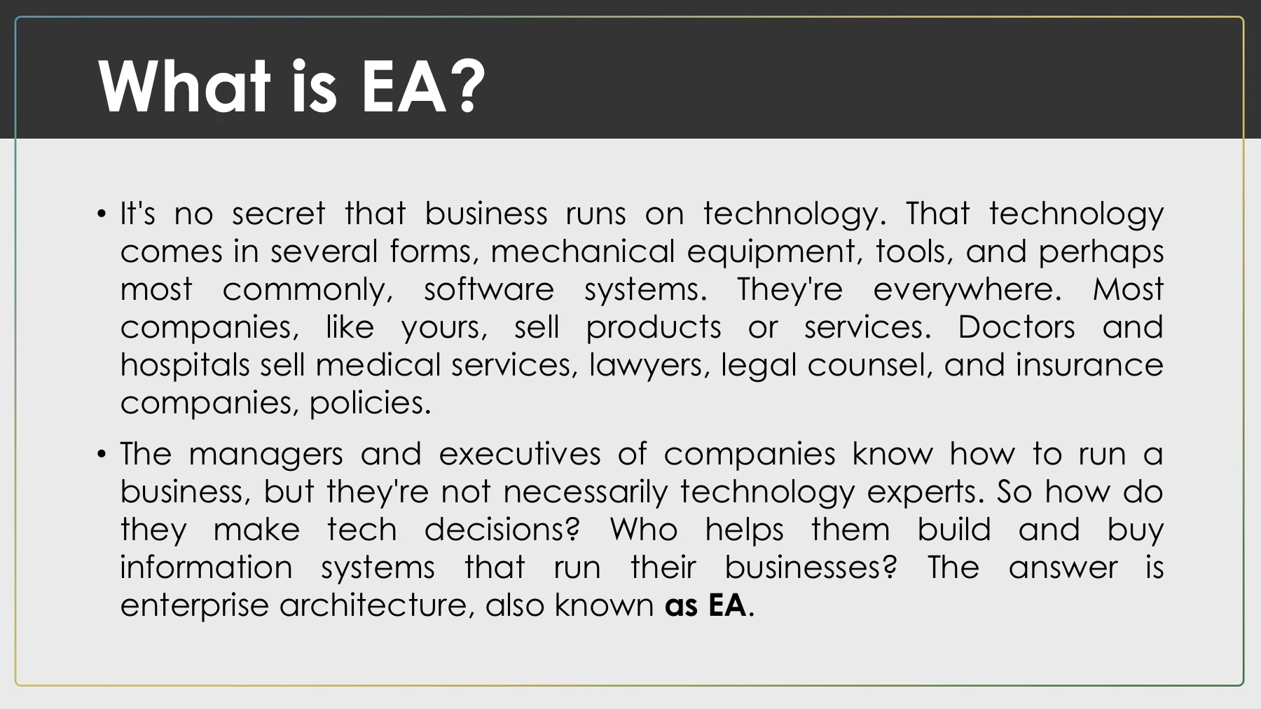 What is EA