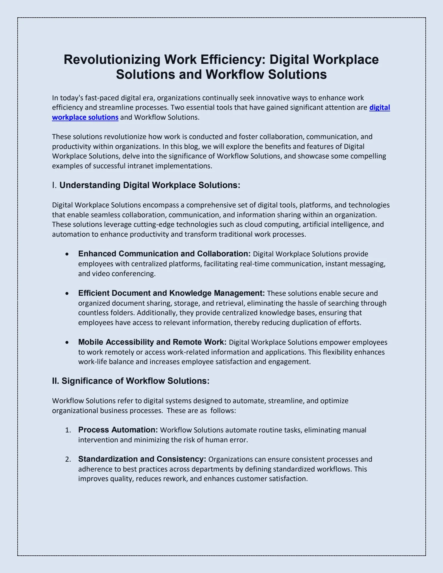 Revolutionizing Work Efficiency Digital Workplace Solutions and ...