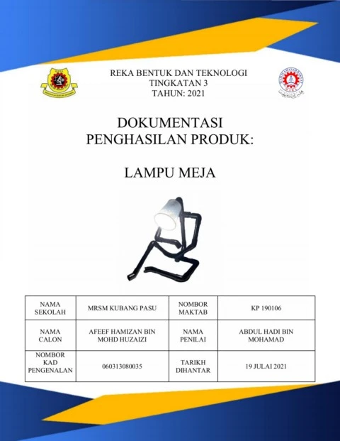DOKUMENTASI RBT: Lampu Meja (Form 3 2021)