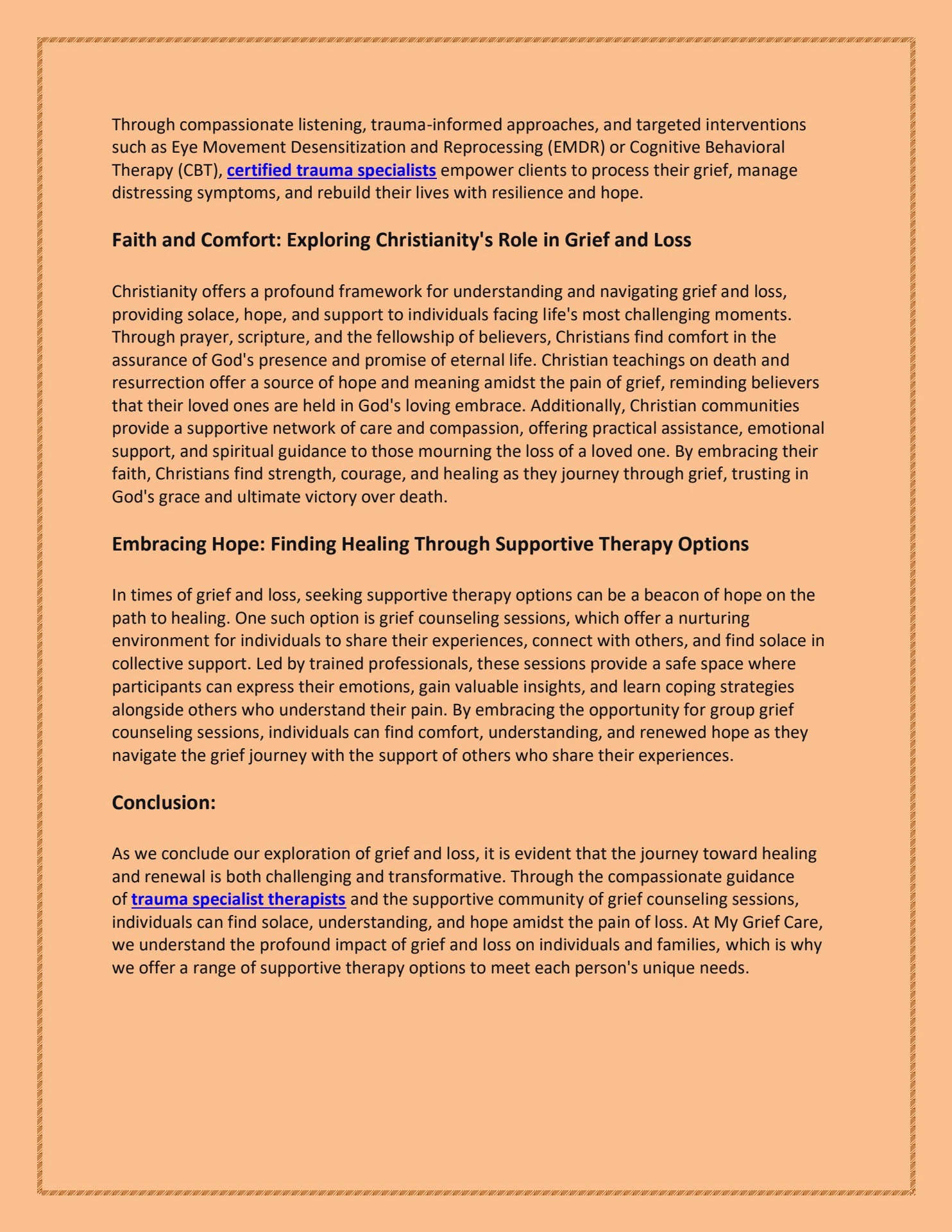 Navigating Grief and Loss Finding Healing Through Support and Therapy