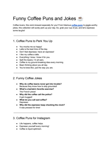 Funny Coffee Puns and Jokes ☕