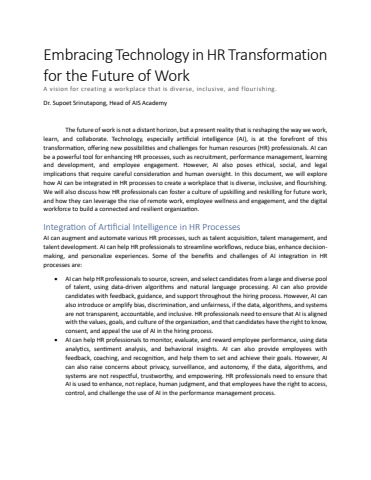 Embracing Technology in HR Transformation for the Future of Work - Dr ...