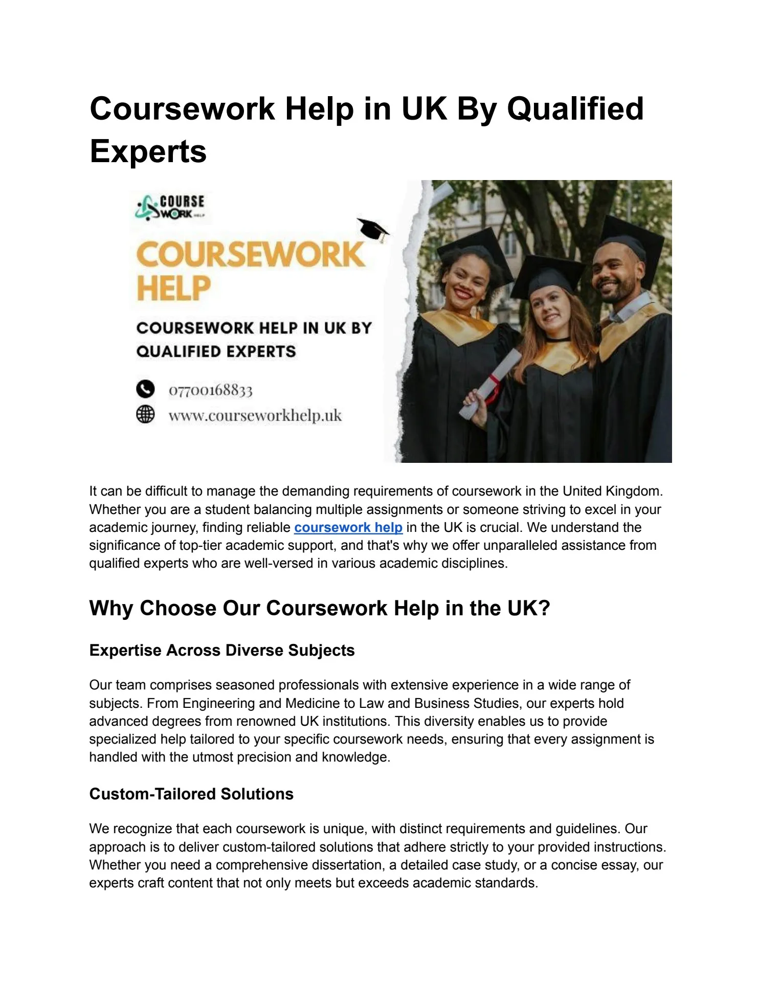 Coursework Help in UK By Qualified Experts