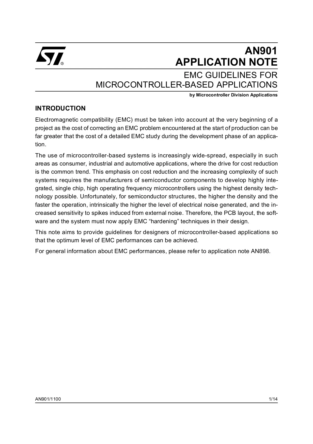 AN901 APPLICATION NOTE - Home - STMicroelectronics