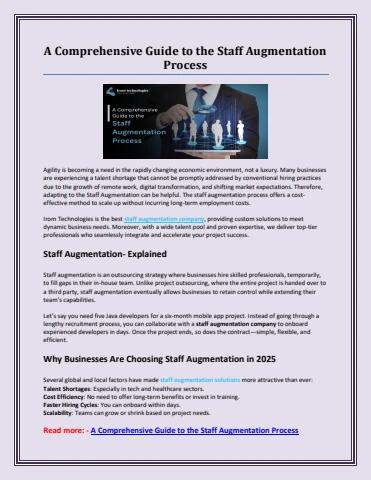 A Comprehensive Guide to the Staff Augmentation Process