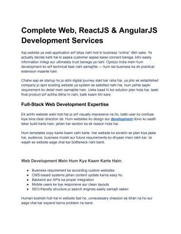 Complete Web, ReactJS & AngularJS Development Services