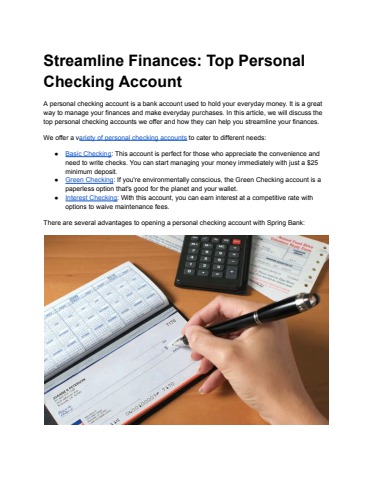 Streamline Finances_ Top Personal Checking Account