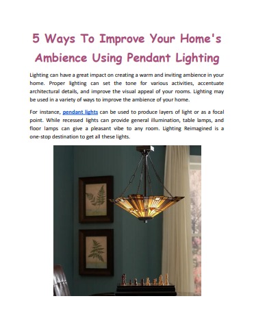 5 Ways To Improve Your Home's Ambience Using Pendant Lighting - Grayson ...
