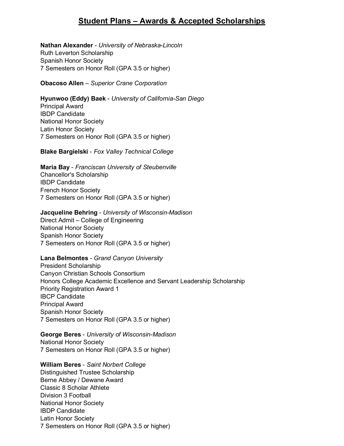 Wisconsin Academic Excellence Scholarship3