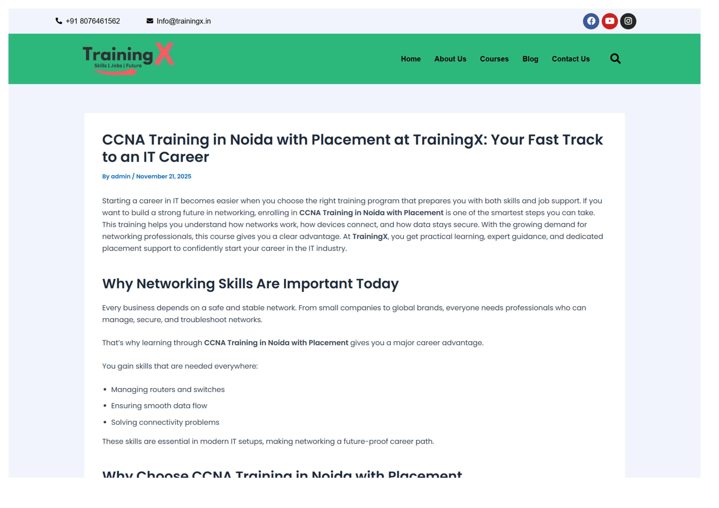 CCNA Training in Noida with Placement | TrainingX – Start Your IT Career