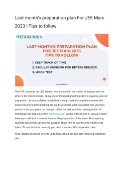 Last month’s preparation plan For JEE Main 2023 | Tips to follow ...