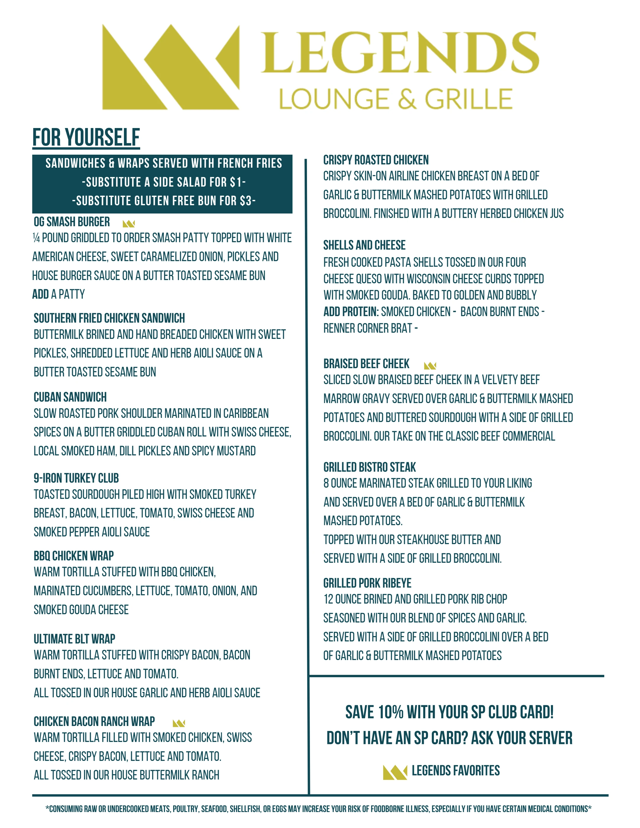 Legends Menu Legends Lounge & Grille Food and Drink Menu
