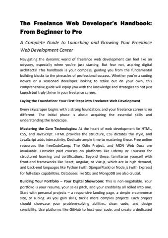 The Freelance Web Developer’s Handbook: From Beginner to Pro
