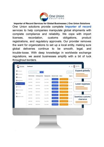 Importer of Record Services for Global Businesses _ One Union Solutions ...