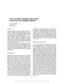 Low cost data acquisition and control systems for the ...