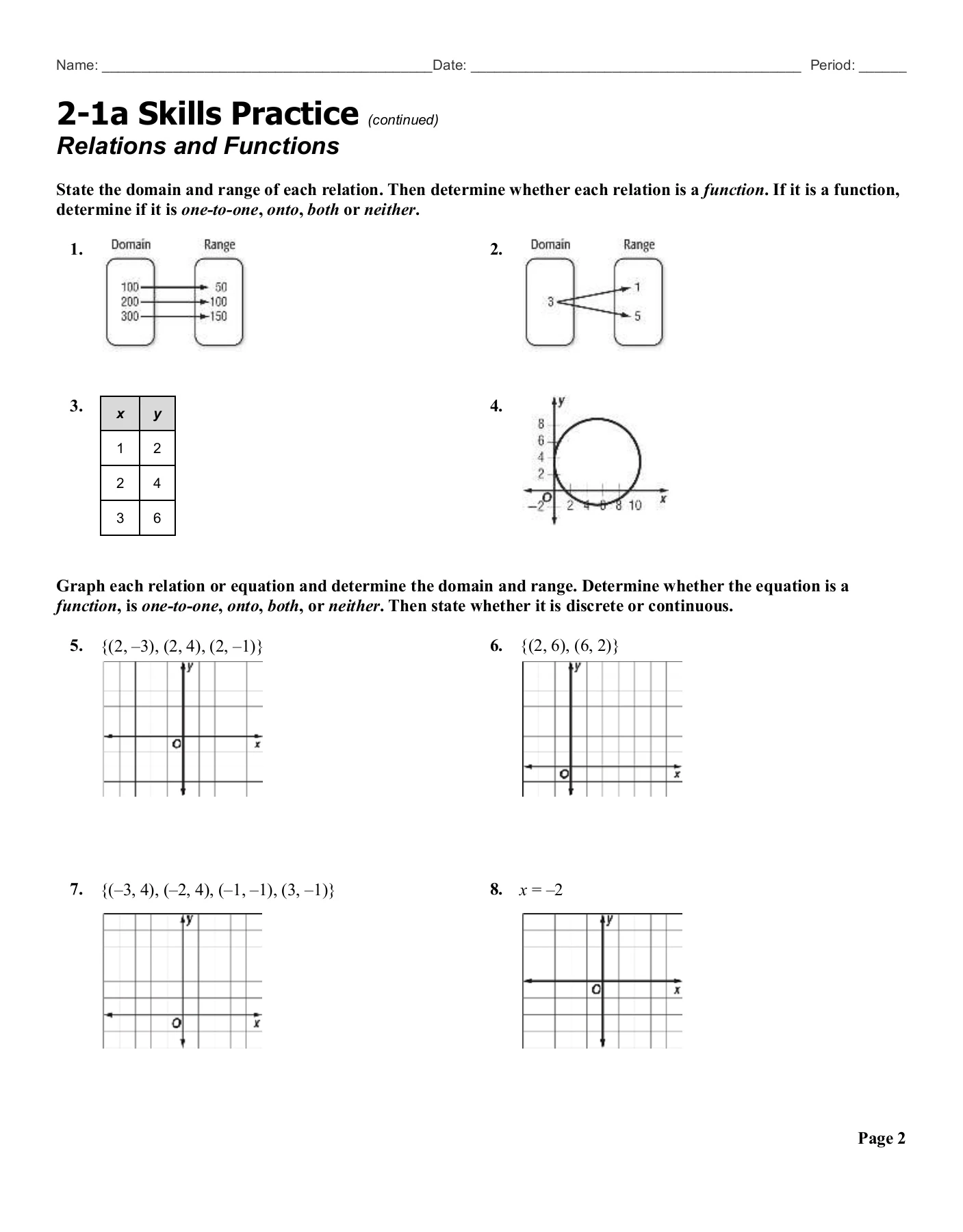Unit 2 Relations and Functions Packet with Notes (1)