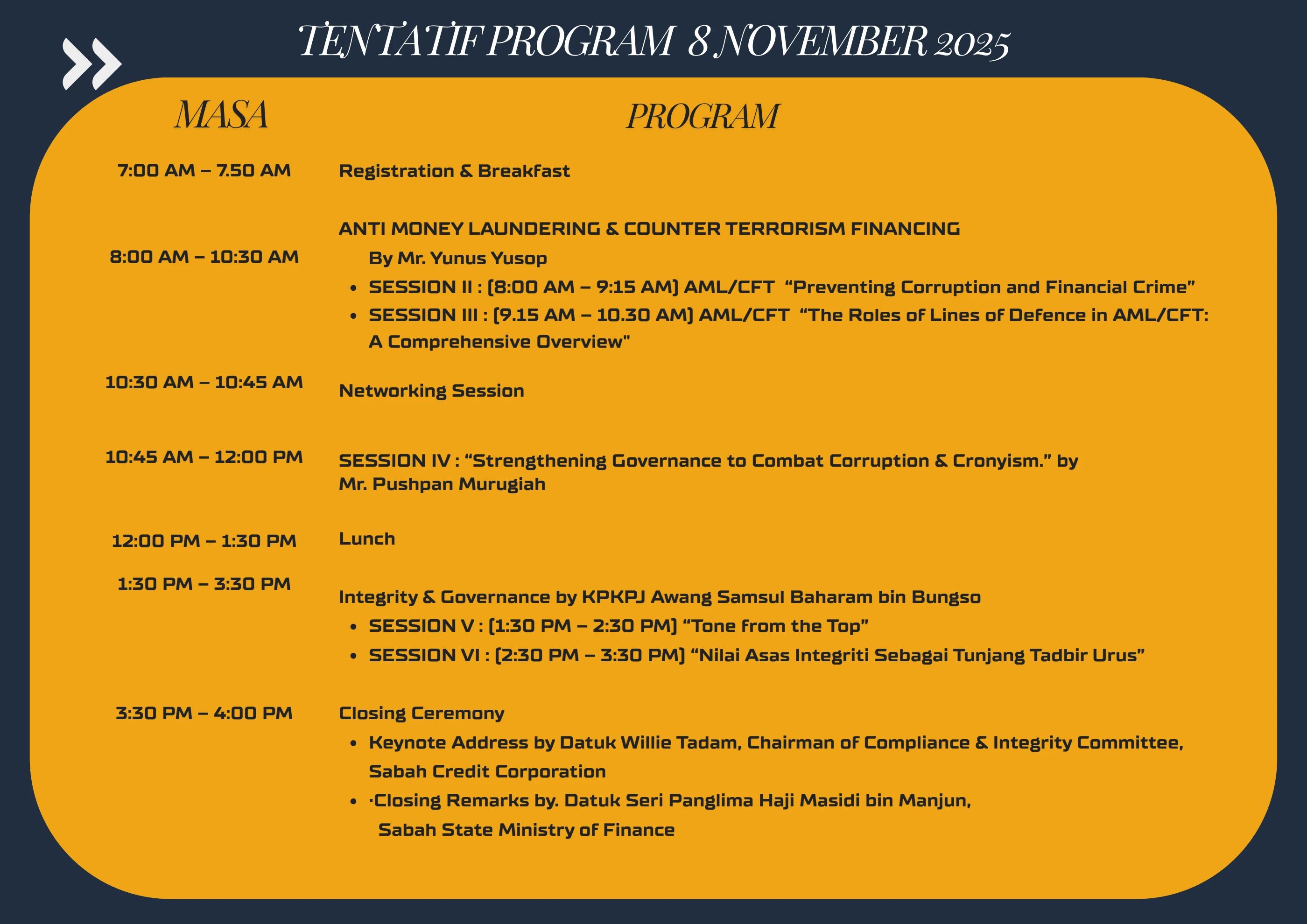 BUKU PROGRAM PERSIDANGAN PROGRAM PEMATUHAN & INTEGRITI 2025