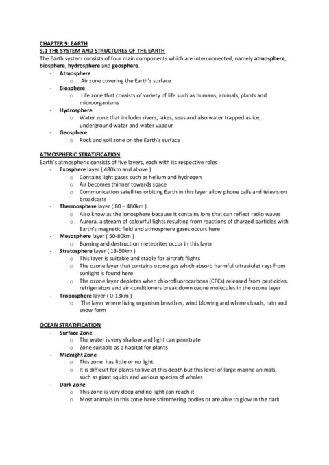 Form 1 Science Chapter 9: Earth