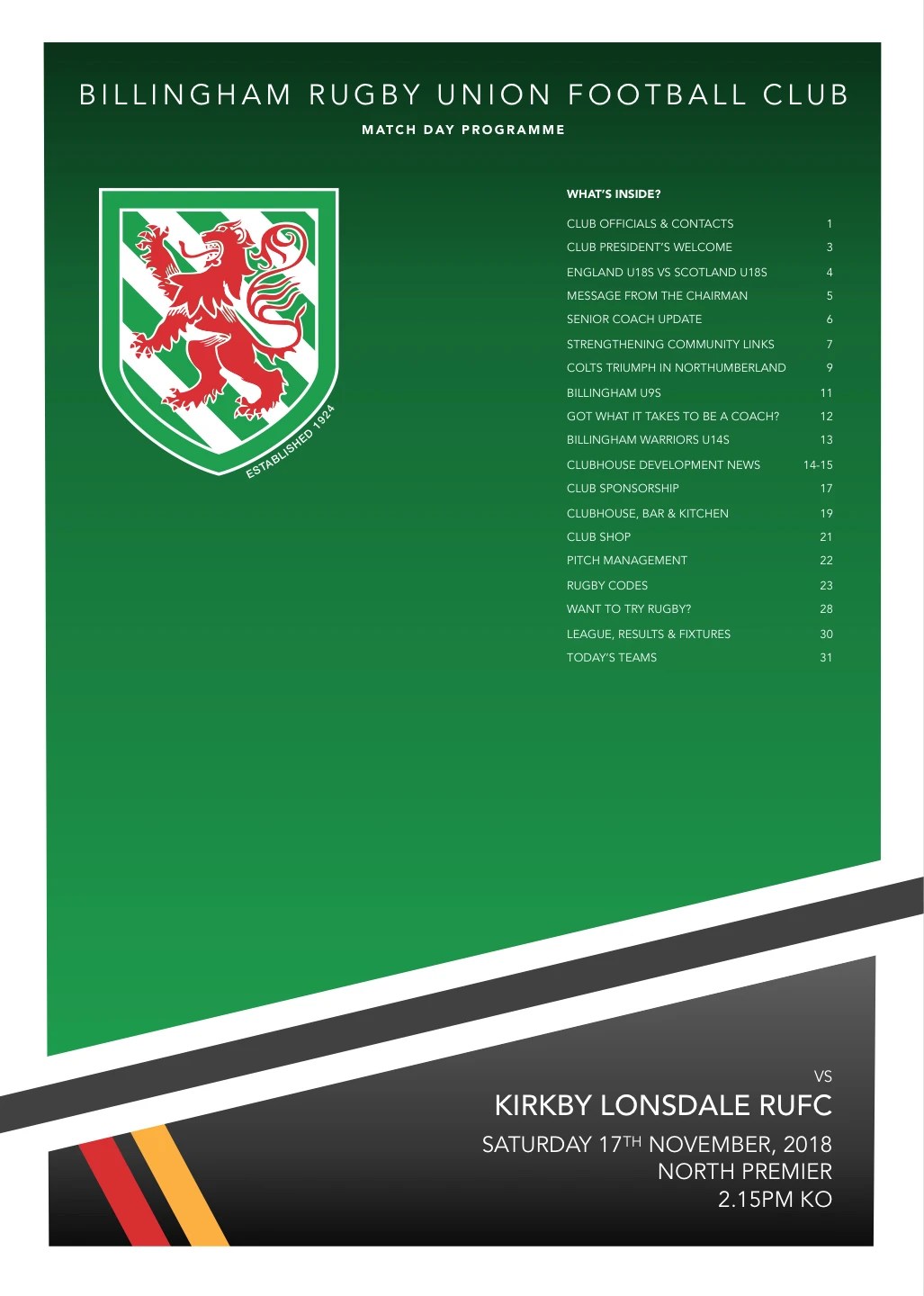 BRUFC vs Kirkby Lonsdale: 17.11.18