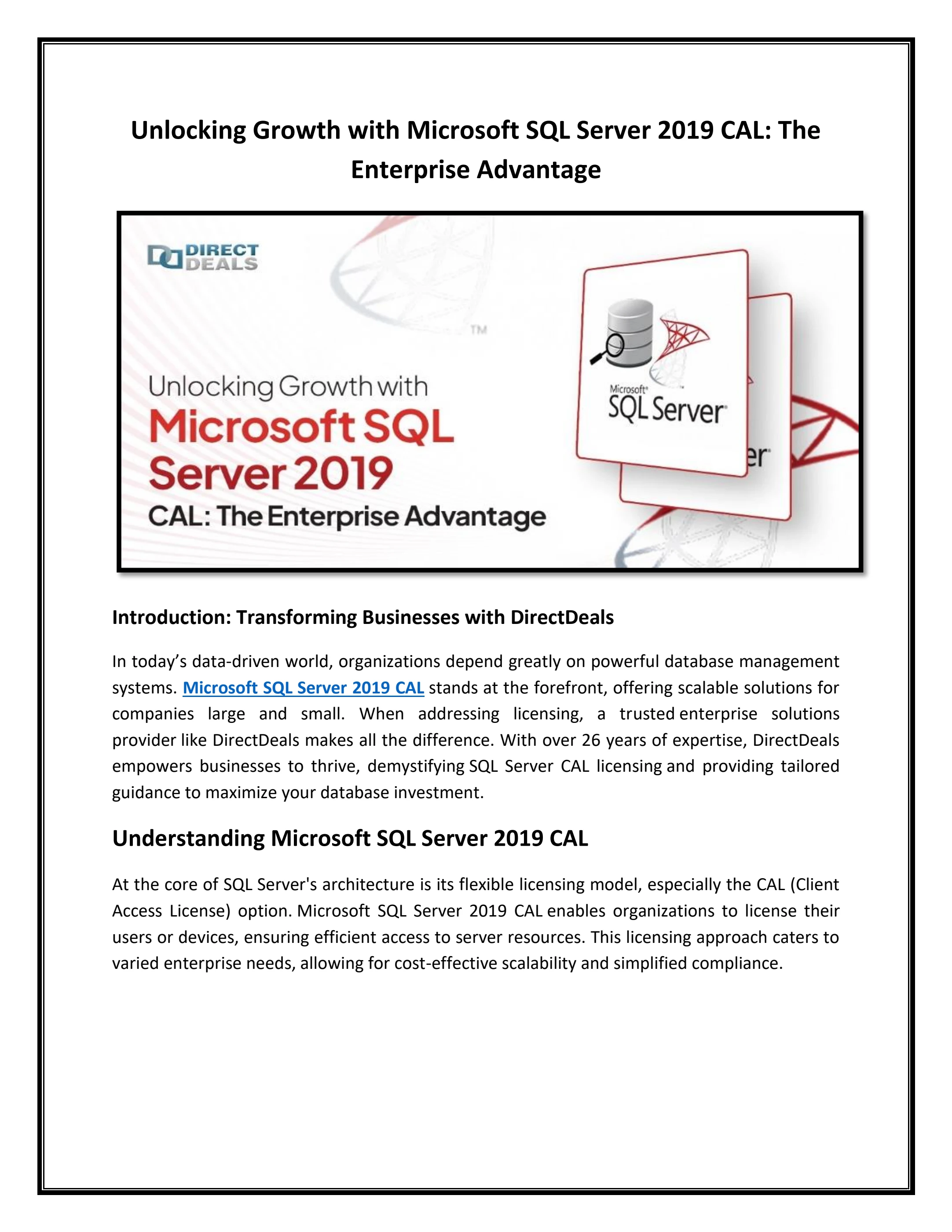 Unlocking Growth with Microsoft SQL Server 2019 CAL: The Enterprise ...